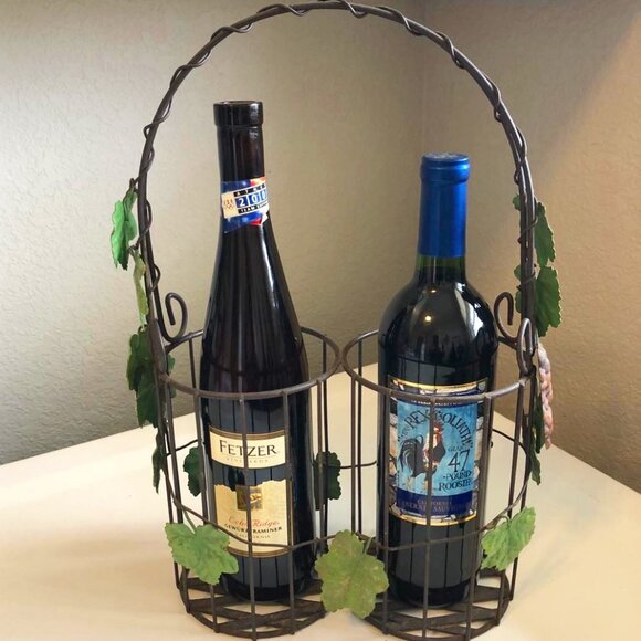 NWT ALEXANDRA'S ACCENTS Tuscan Bronze Grapevine 2 Bottle Wine Caddy - Picture 4 of 5